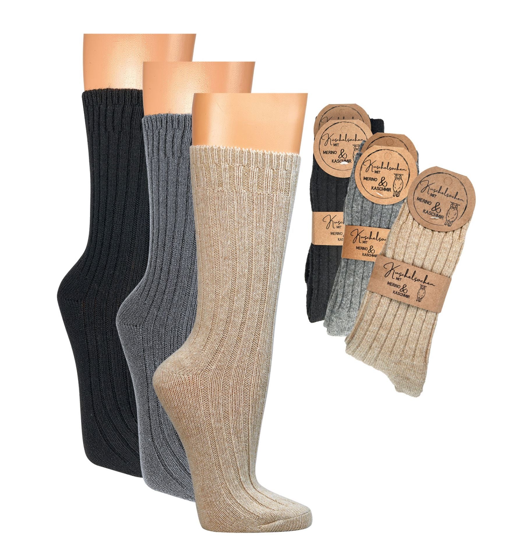 2X Luxury Merino and Cashmere Premium Wool Ribbed Socks, High-Quality