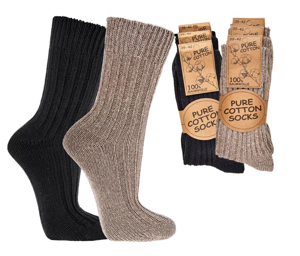 3 pairs of 100% PURE COTTON Winter Socks, Men & Women, Super Soft, Breathable, Premium, Hand Linked Seamless toe