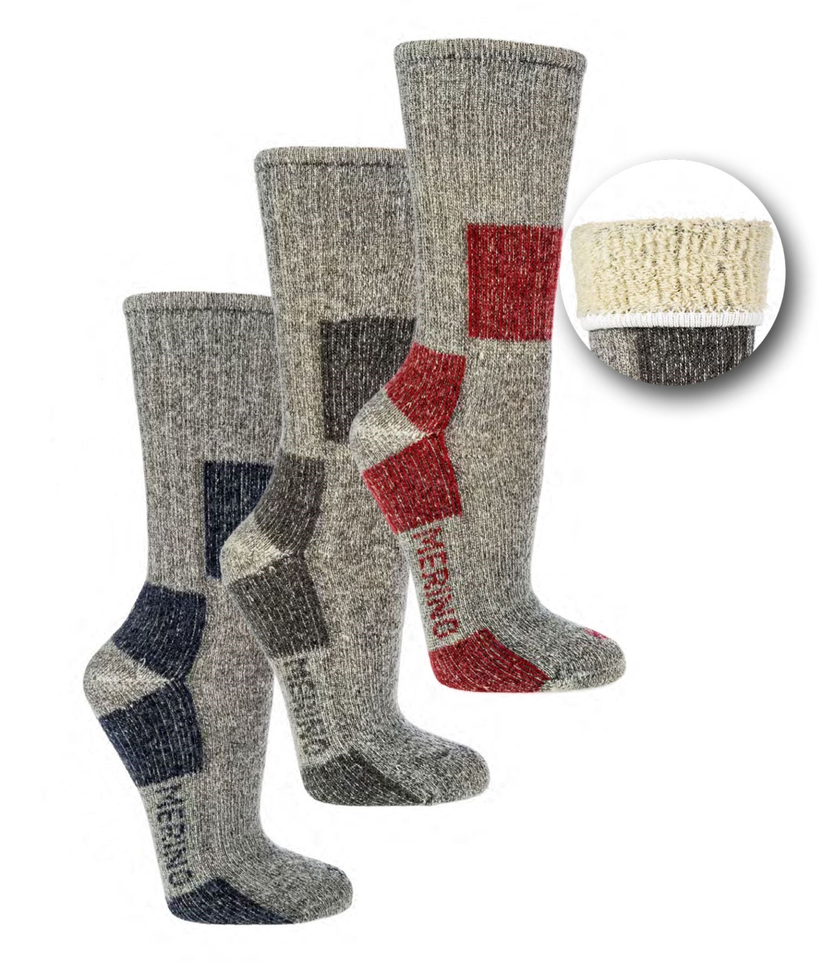LEO Design 85% Merino Wool Trekking Socks, Moisture-Wicking – Durable Reinforced Heel and Toe – Ideal for Hiking & Camping