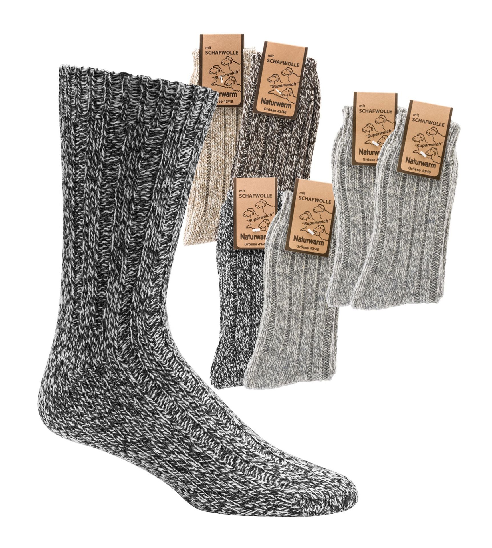 2 Pack Norwegian socks , Natural Wool, Lambs wool & cotton Socks, Thick