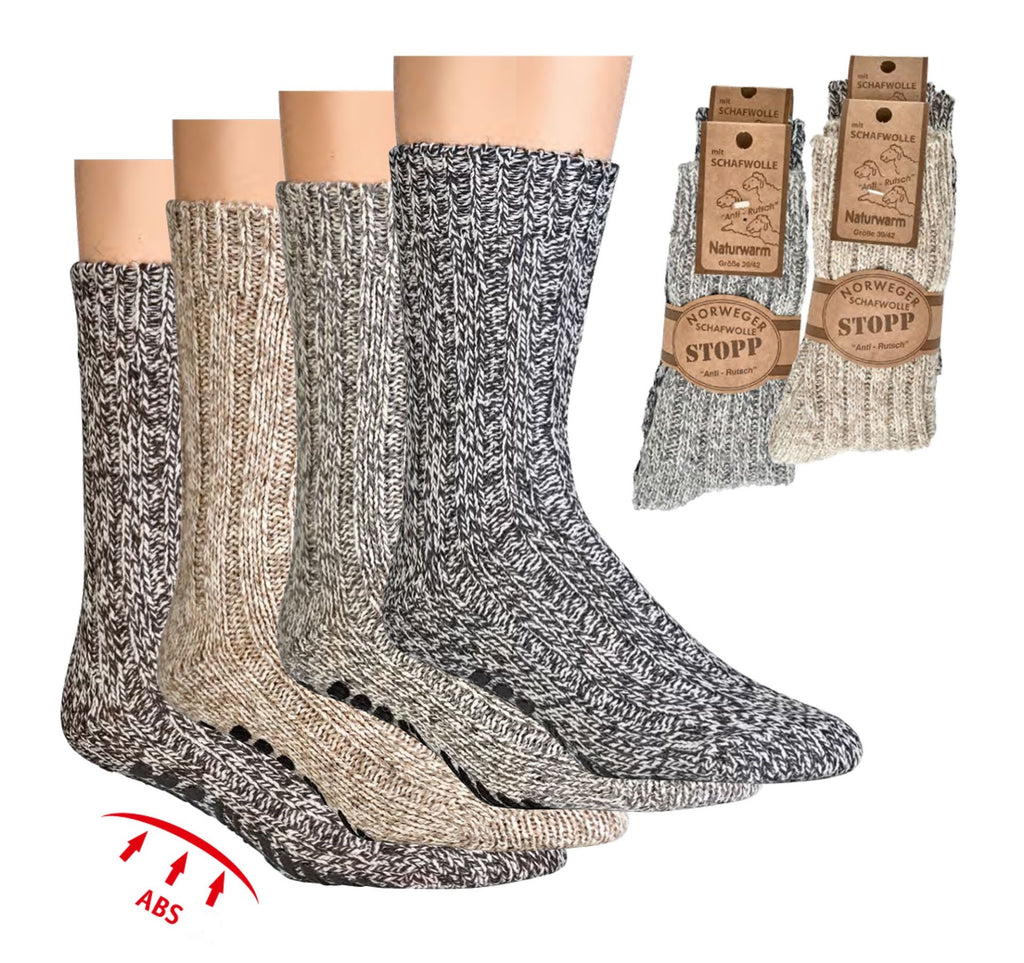 Anti-Slip Norwegian Home socks , Natural Merino Wool, Lambs wool and cotton Socks, Heavy wool