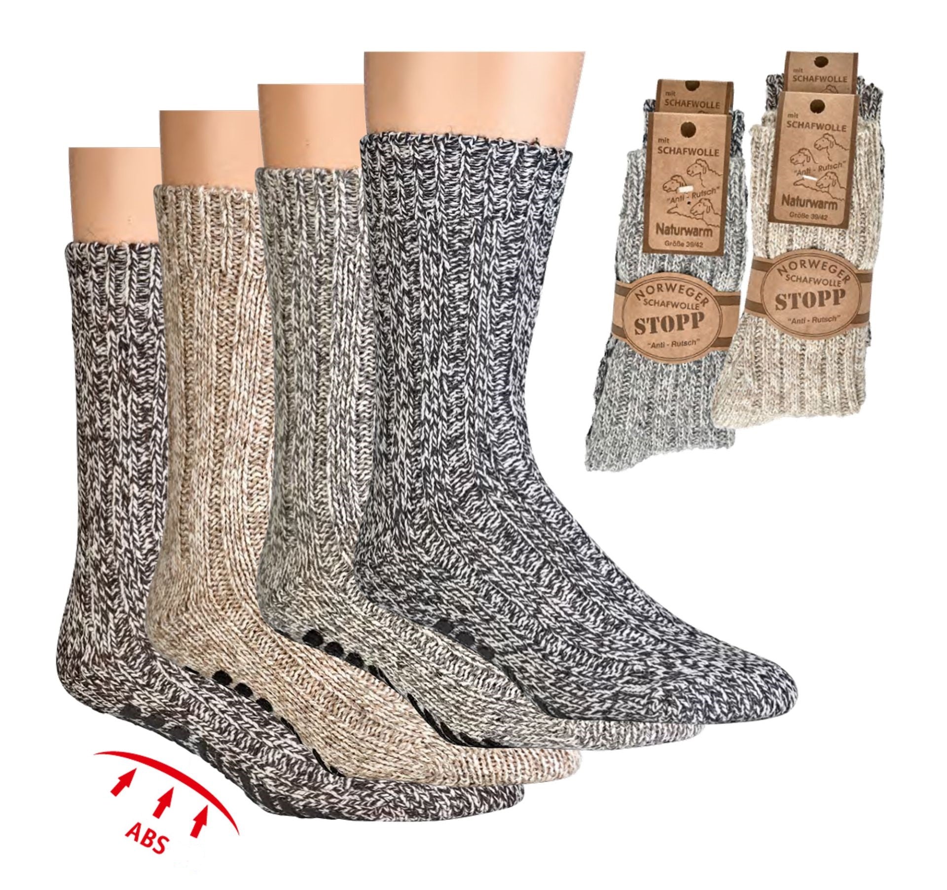 Anti-Slip Norwegian Home socks , Natural Merino Wool, Lambs wool and cotton Socks, Heavy wool