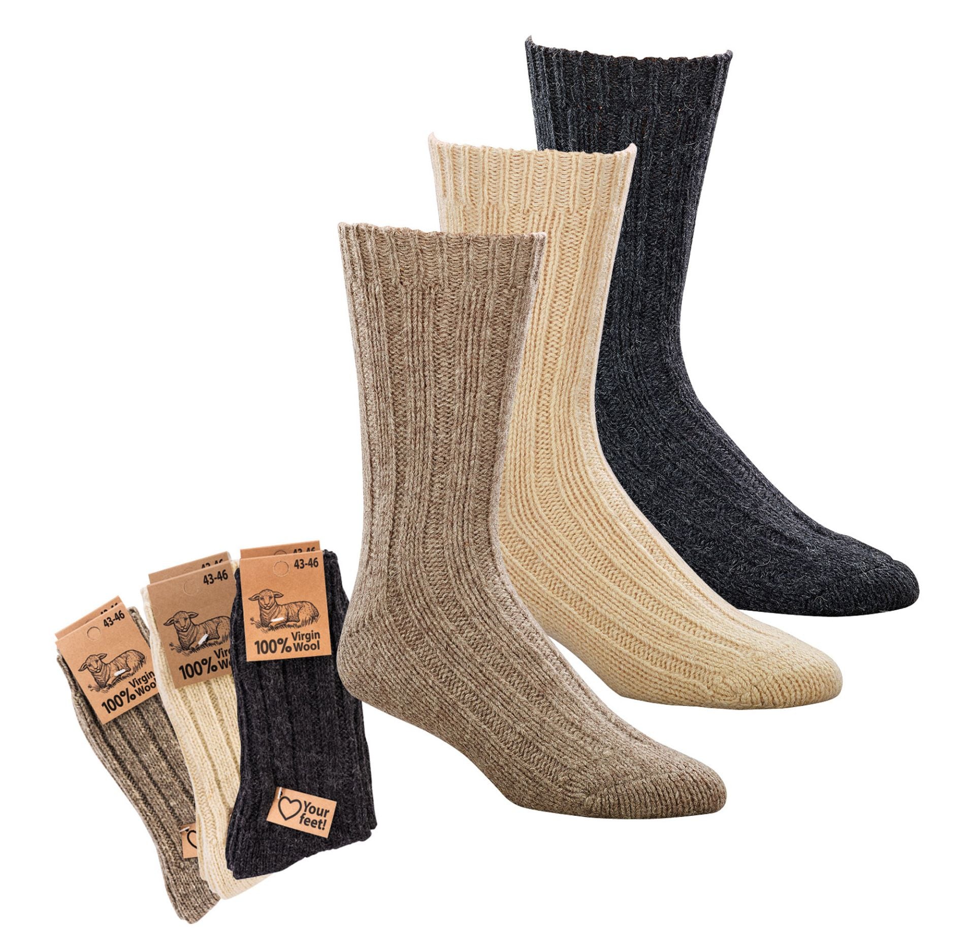 100% Virgin Wool Socks (lamb's first shearing) Men - Women, Extremely warm and soft