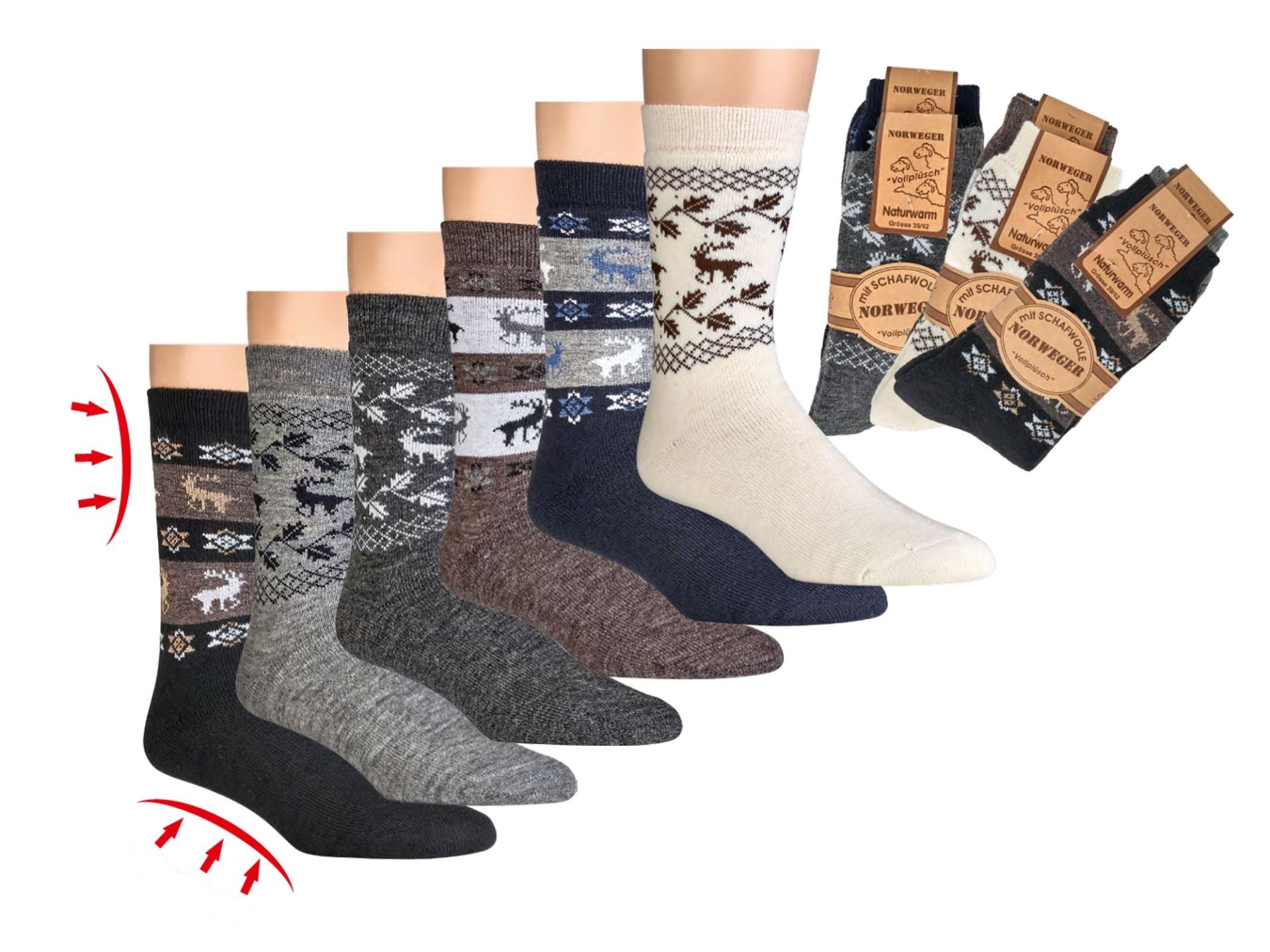 2 Pack Scandinavian wool socks, Natural Premium Merino Wool, Blend of Lamb's wool,  Warm socks, Plush Christmas gift for him and Her winter