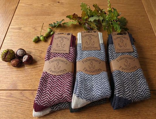 2 Pairs of Herringbone Wool Socks | Alpaca Blend Winter ultra warm Thermal Socks for Men and Women | Cosy Hiking Boot Socks | Luxury Gift