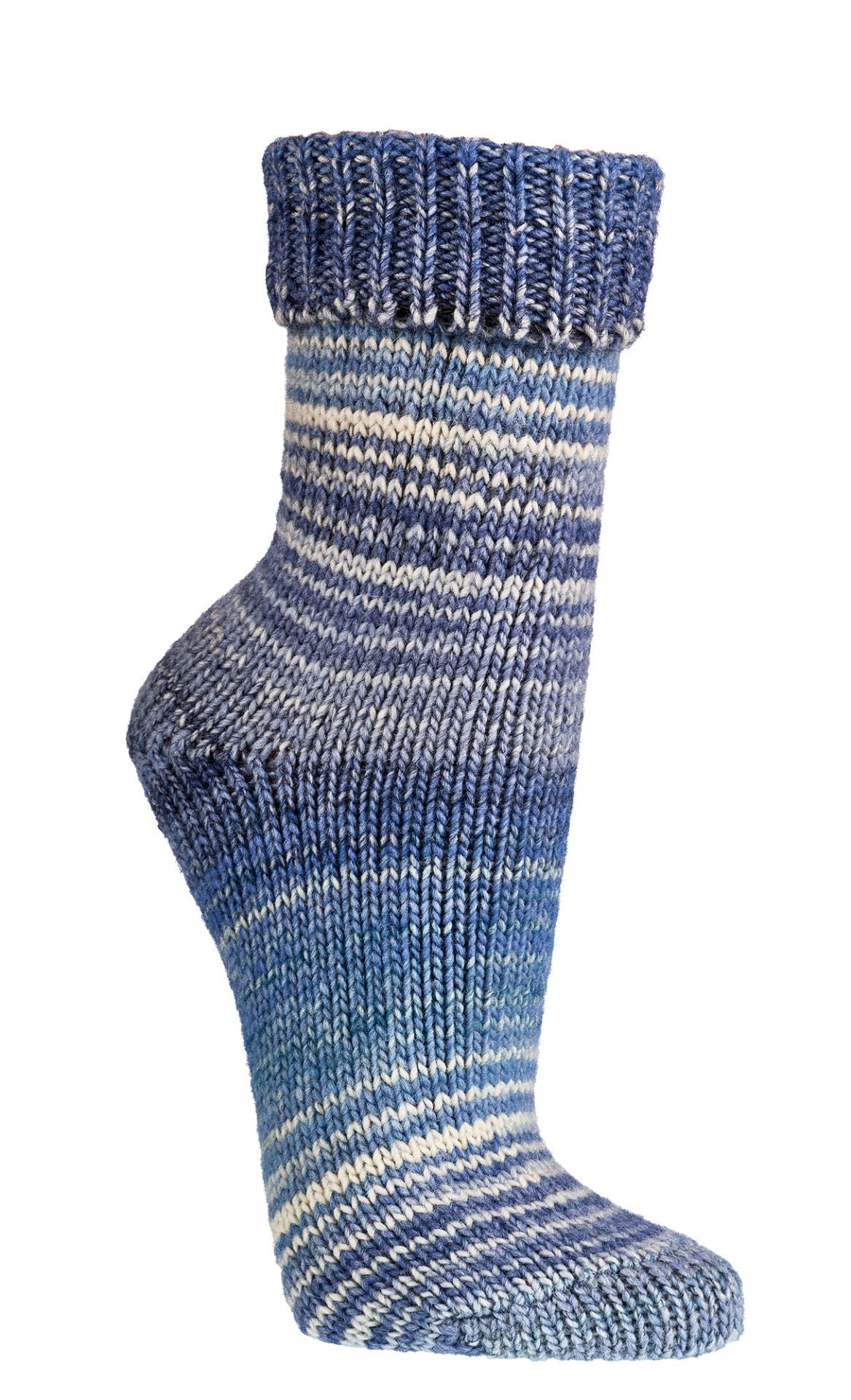 Norwegian Multi-Colored Wool Socks, 30% Wool Hand-Knitted with Machine