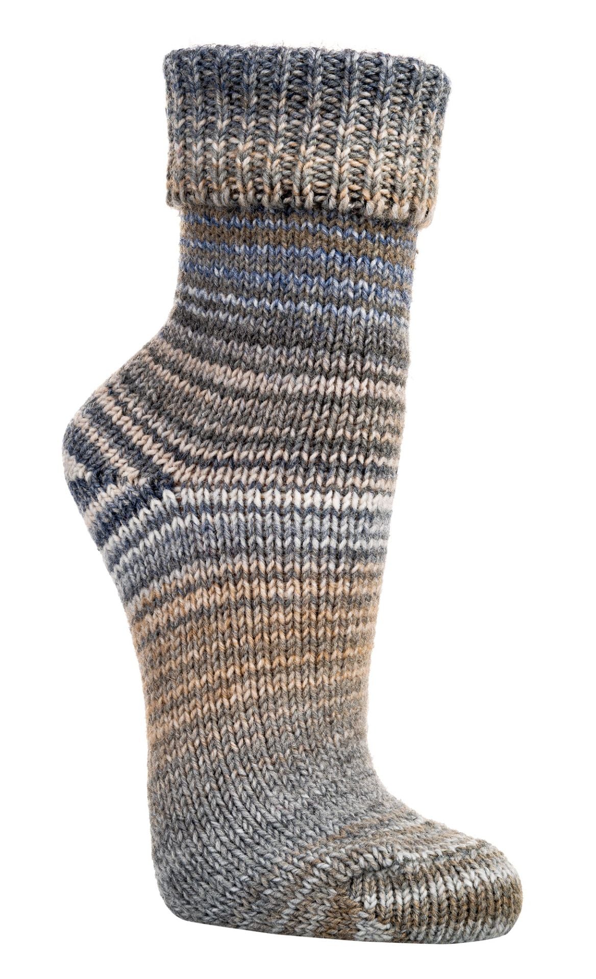 Norwegian Multi-Colored Wool Socks, 30% Wool Hand-Knitted with Machine