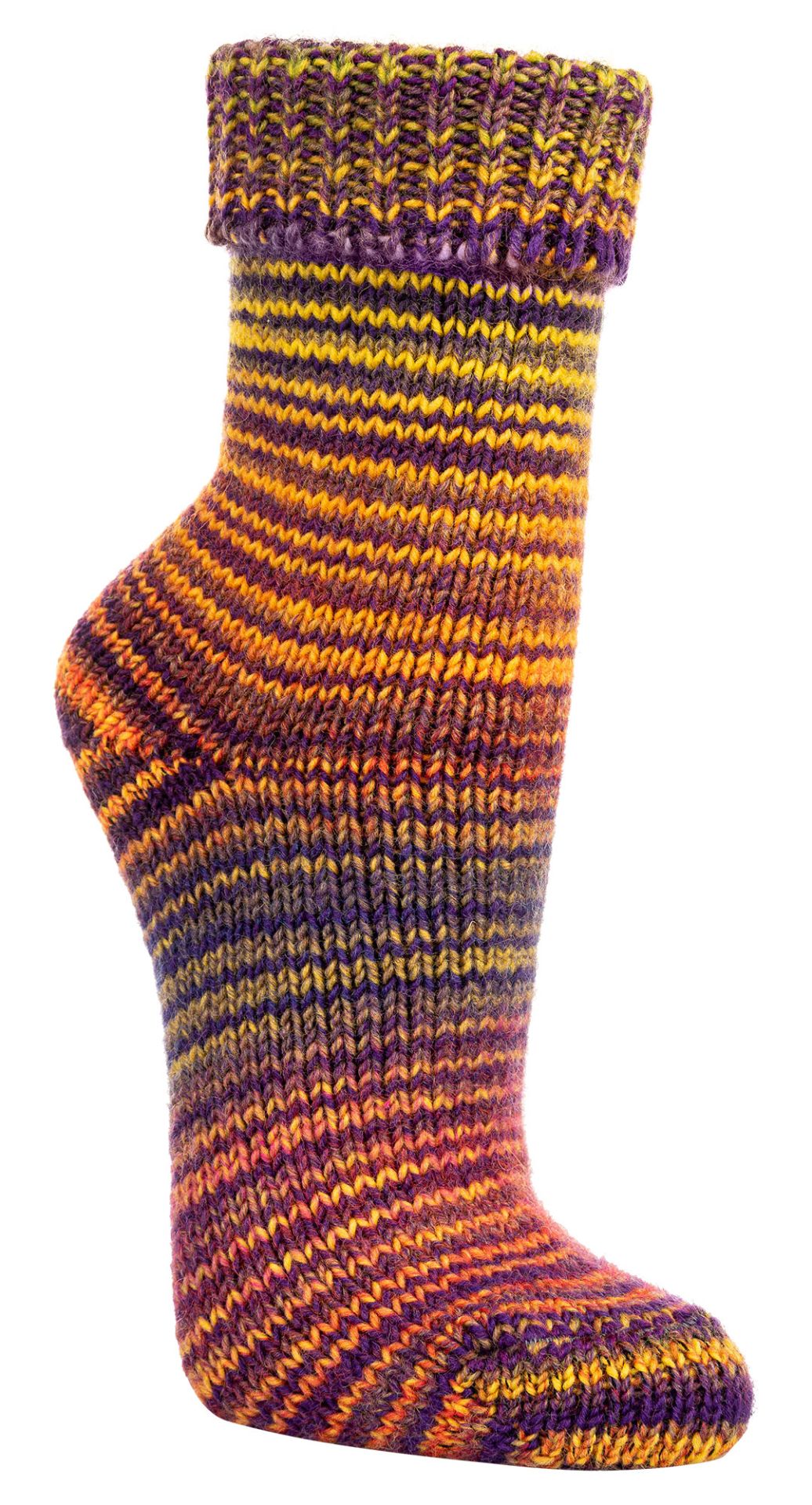 Norwegian Multi-Colored Wool Socks, 30% Wool Hand-Knitted with Machine