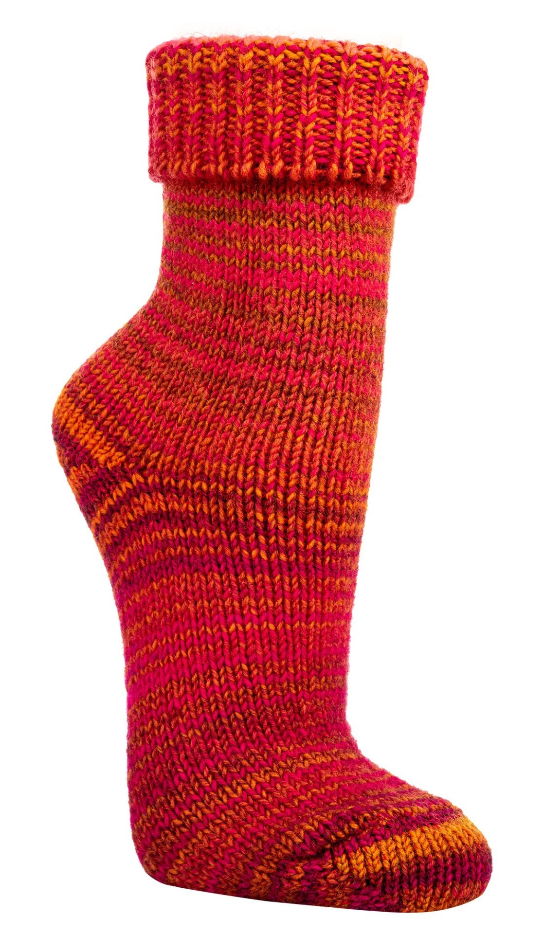 Norwegian Multi-Colored Wool Socks, 30% Wool Hand-Knitted with Machine