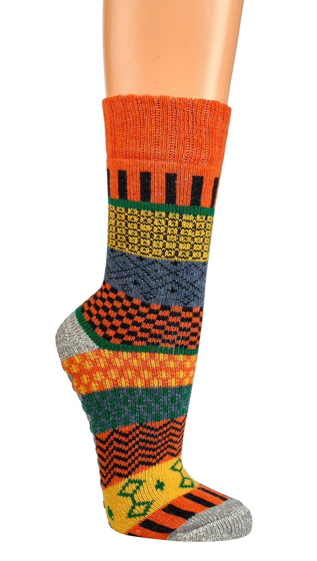 Two Pairs of Anti-Slip Norwegian Wool Socks for Men & Women, Nordic Hygge, Thermal Quality Knitted Crew Soft Warm, Full Plush