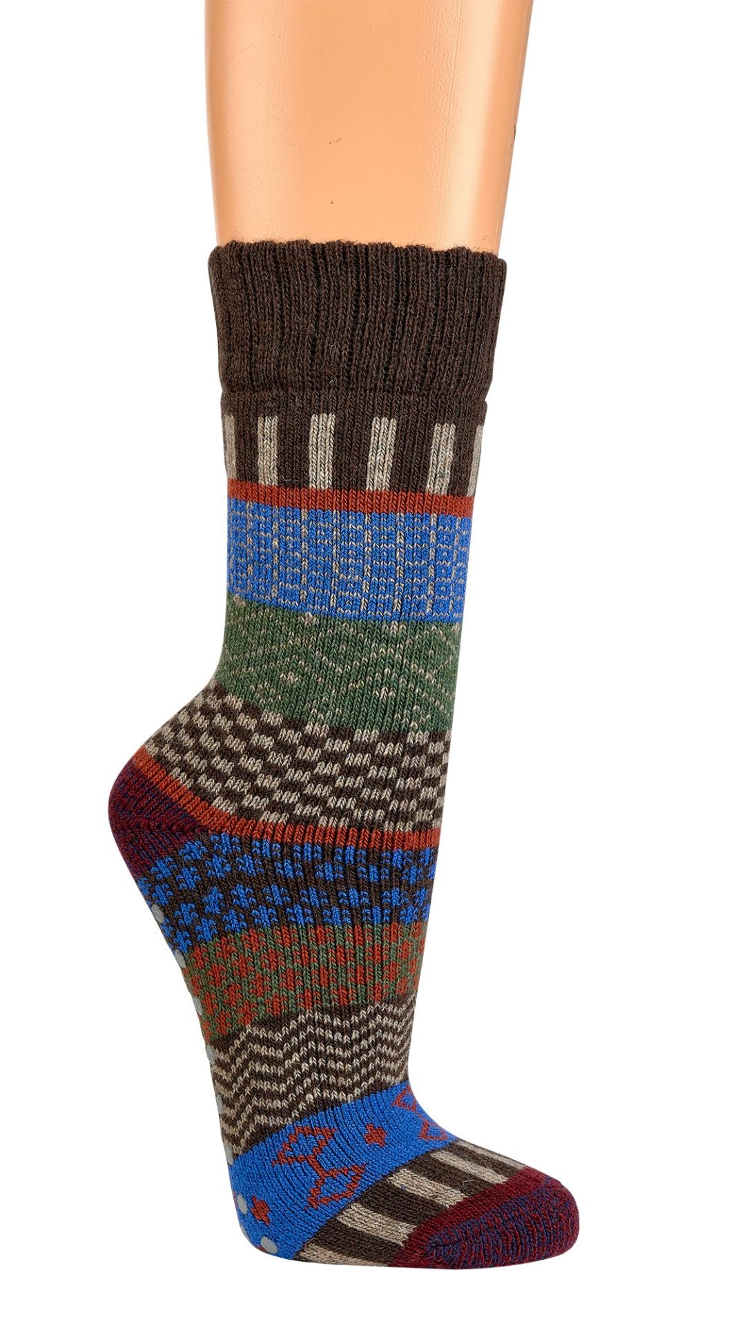 Two Pairs of Anti-Slip Norwegian Wool Socks for Men & Women, Nordic Hygge, Thermal Quality Knitted Crew Soft Warm, Full Plush