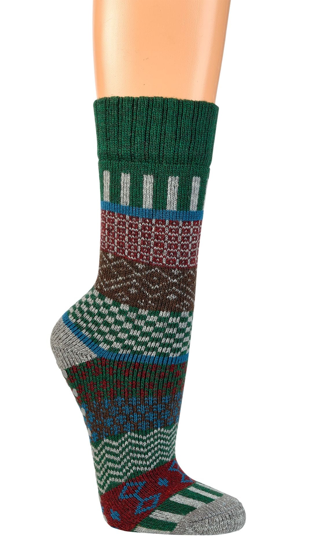 Two Pairs of Anti-Slip Norwegian Wool Socks for Men & Women, Nordic Hygge, Thermal Quality Knitted Crew Soft Warm, Full Plush