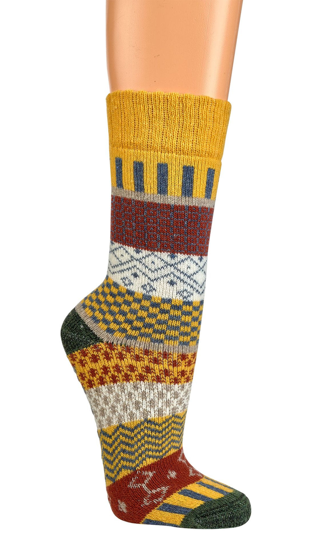 Two Pairs of Anti-Slip Norwegian Wool Socks for Men & Women, Nordic Hygge, Thermal Quality Knitted Crew Soft Warm, Full Plush