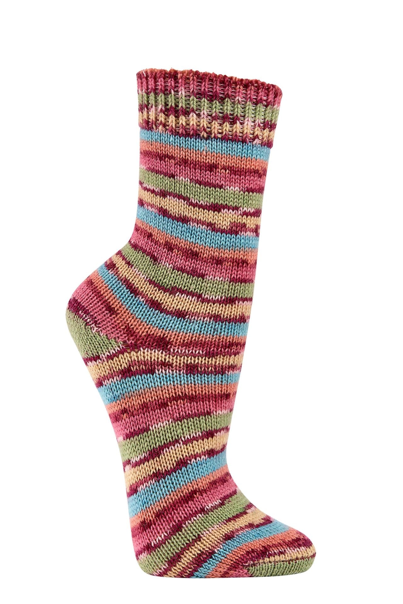 Cosy Premium Hand-Knitted Winter Socks 70% Wool, Multi-Coloured Machine Knit Socks