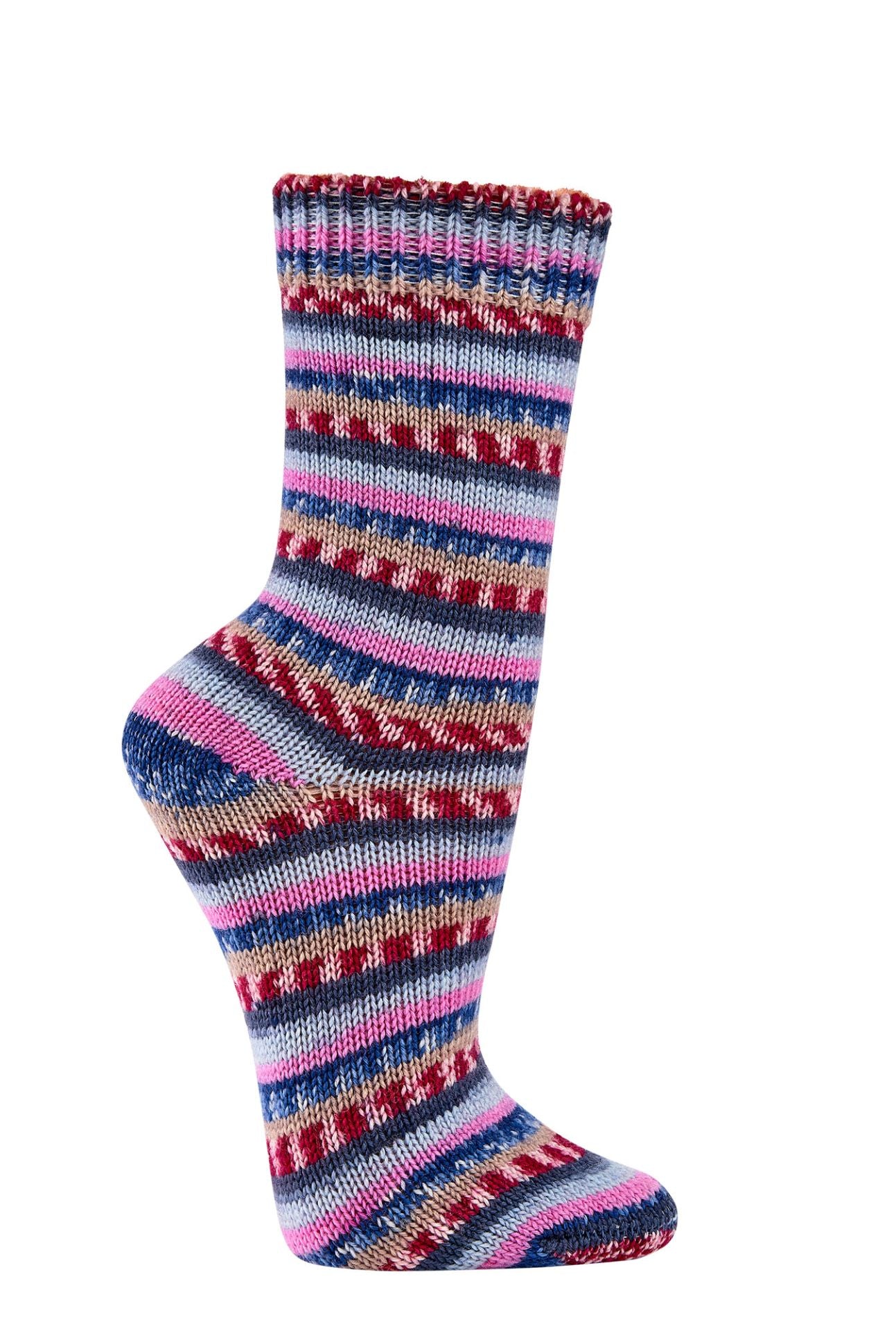 Cosy Premium Hand-Knitted Winter Socks 70% Wool, Multi-Coloured Machine Knit Socks