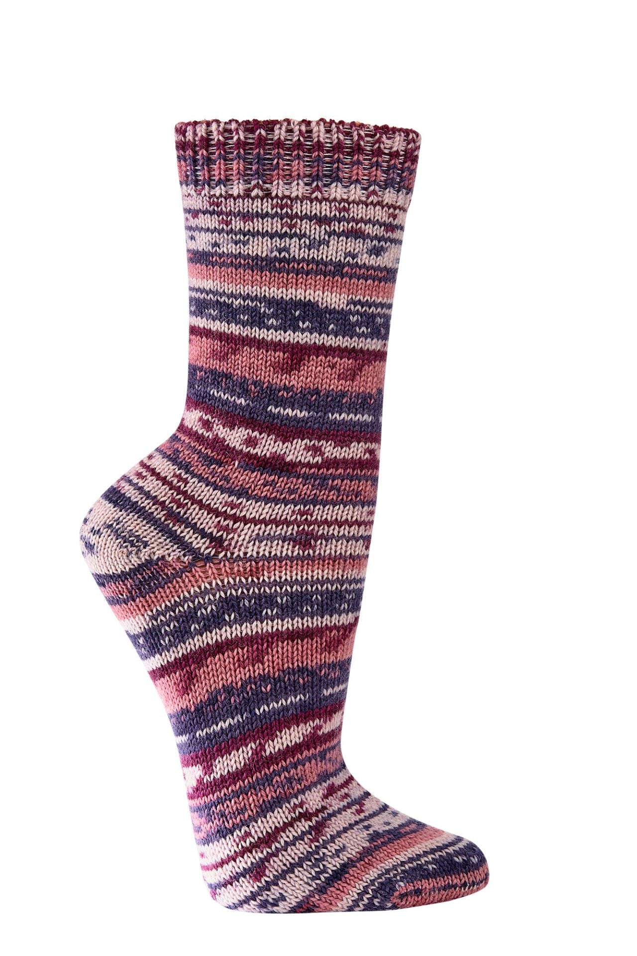 Cosy Premium Hand-Knitted Winter Socks 70% Wool, Multi-Coloured Machine Knit Socks