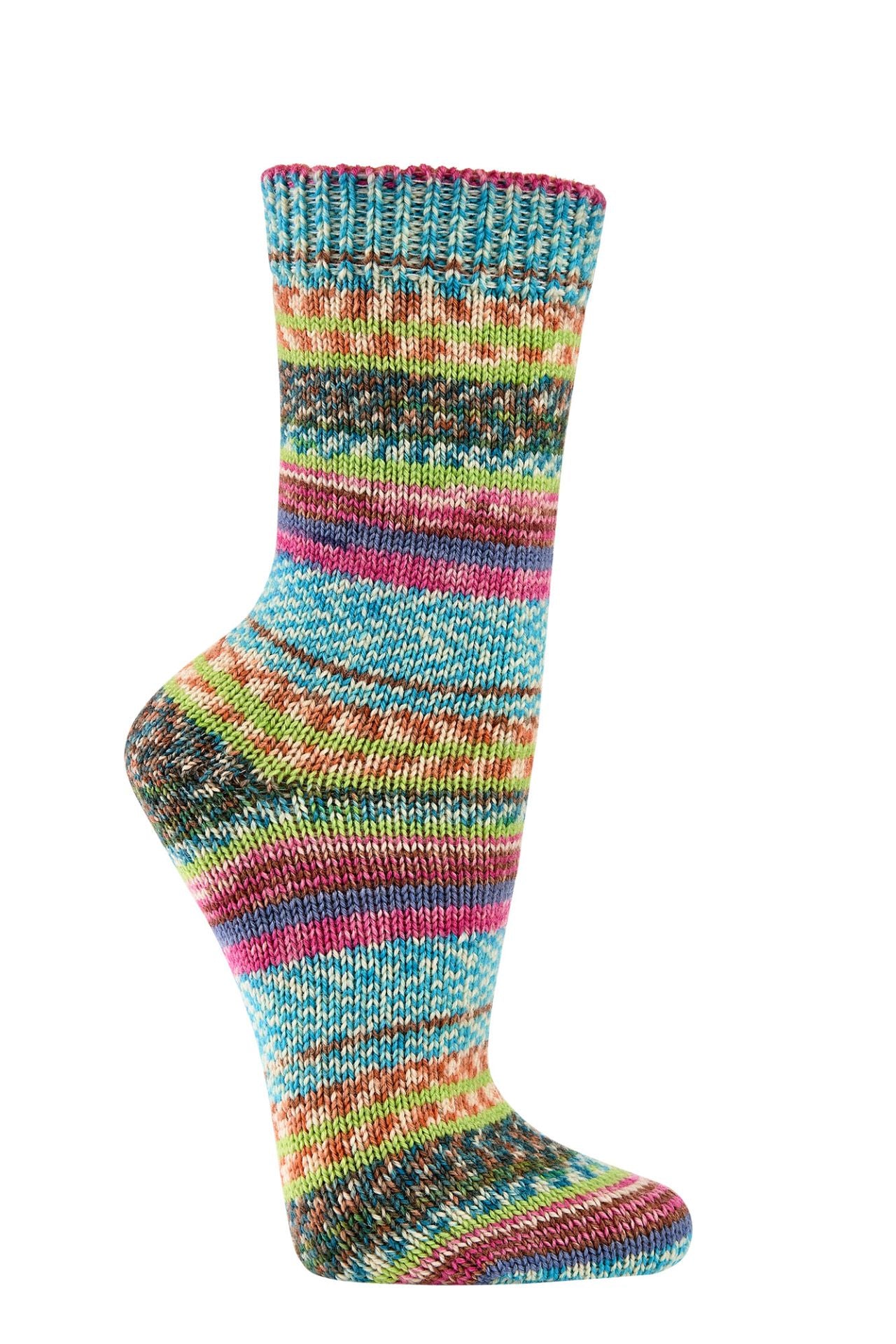 Cosy Premium Hand-Knitted Winter Socks 70% Wool, Multi-Coloured Machine Knit Socks