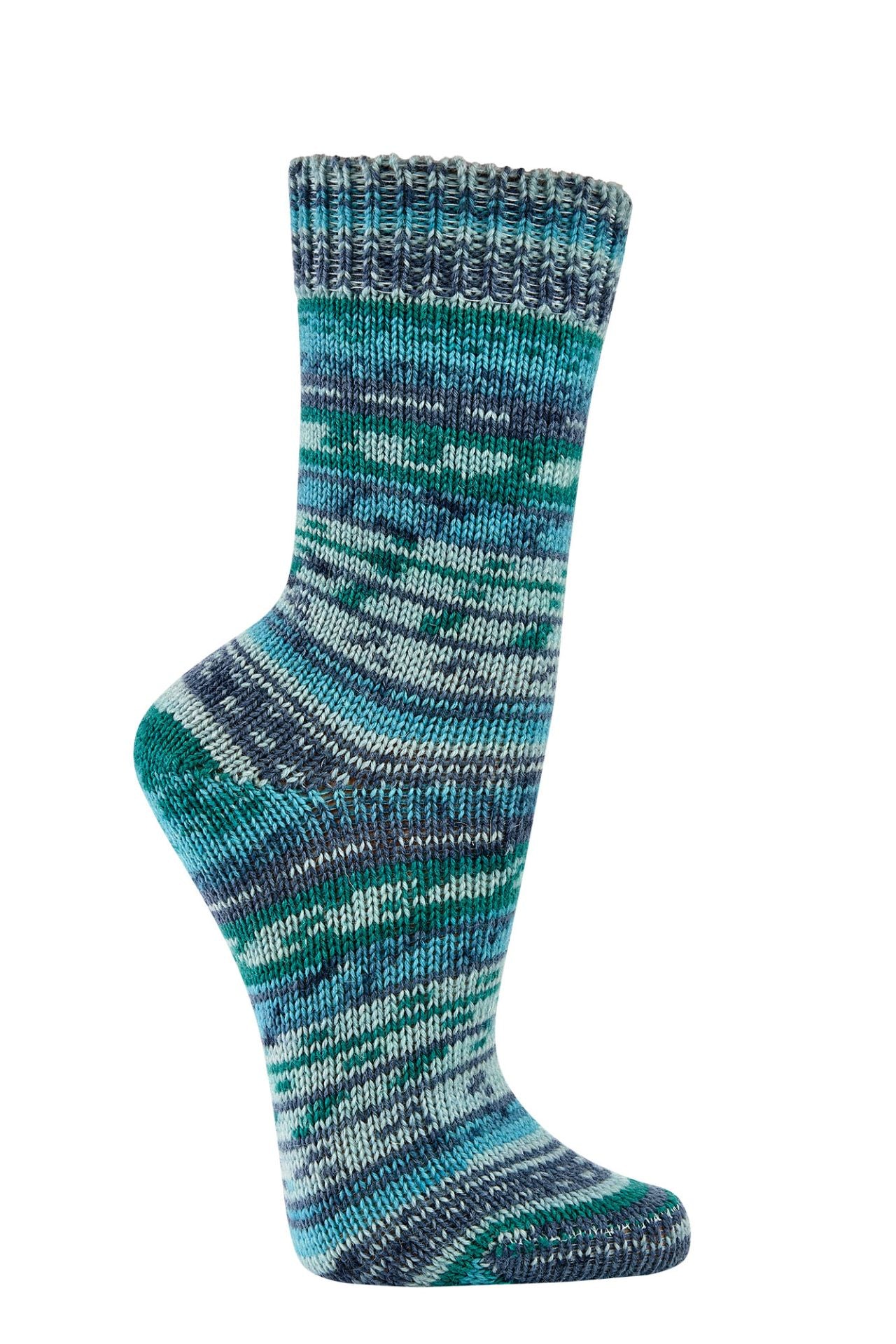 Cosy Premium Hand-Knitted Winter Socks 70% Wool, Multi-Coloured Machine Knit Socks