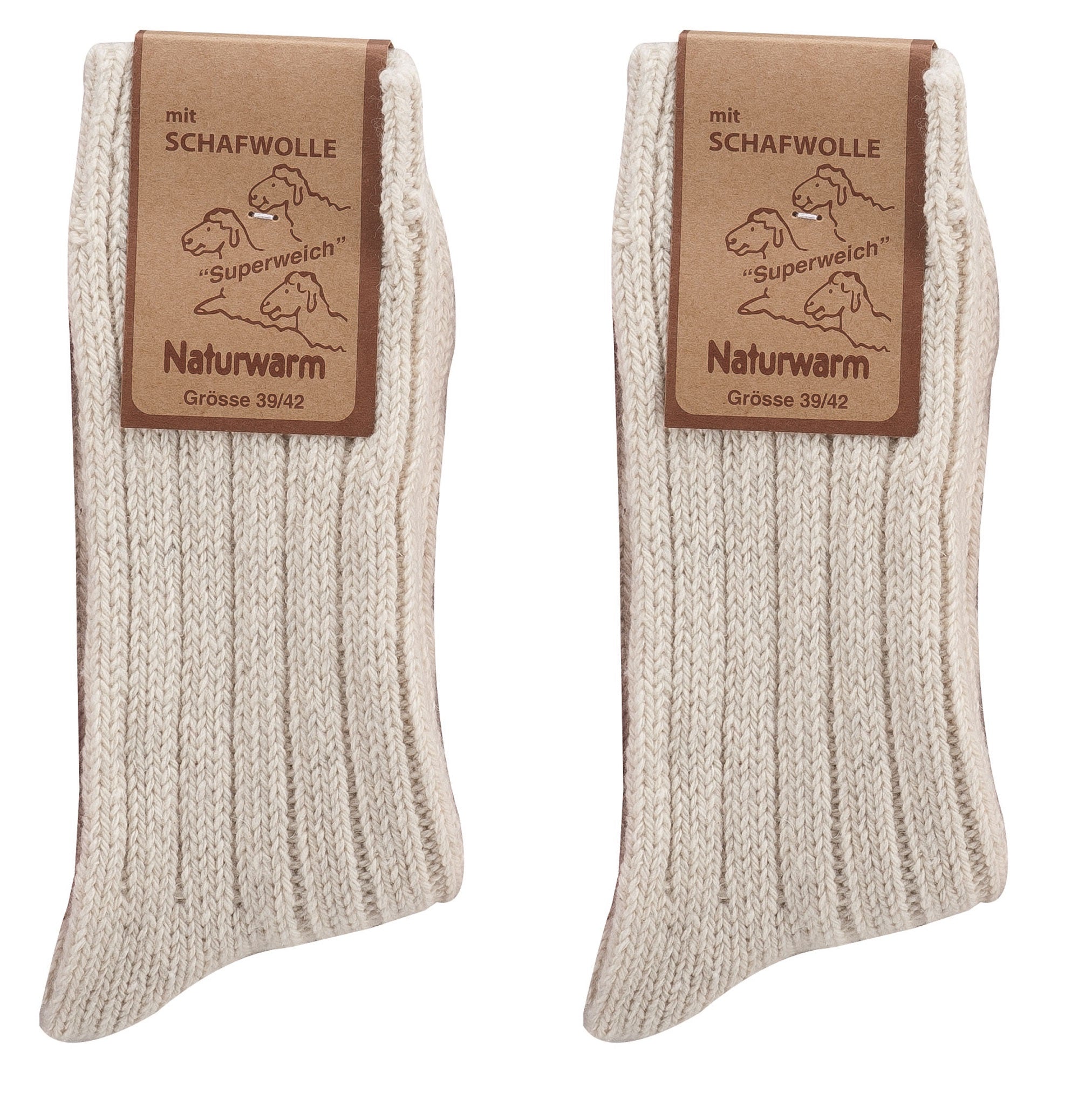 2X Natural Premium Norwegian Women Merino Wool socks, Lambs wool and cotton blend