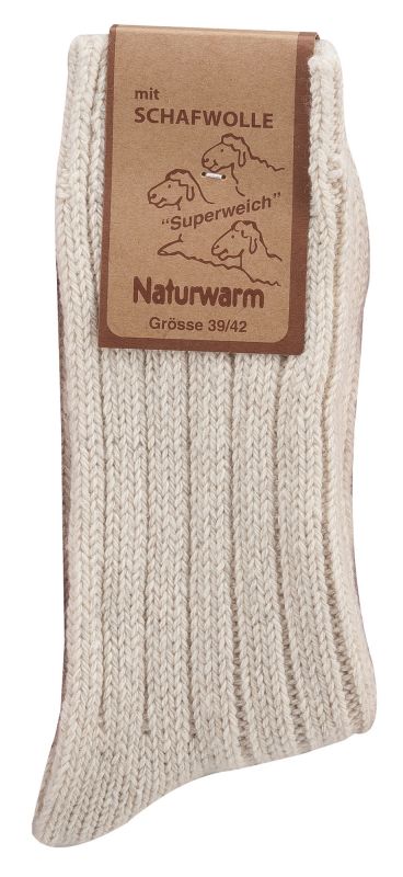 3X, 6X Natural Premium Norwegian Women Merino Wool socks, Lambs wool and cotton blend