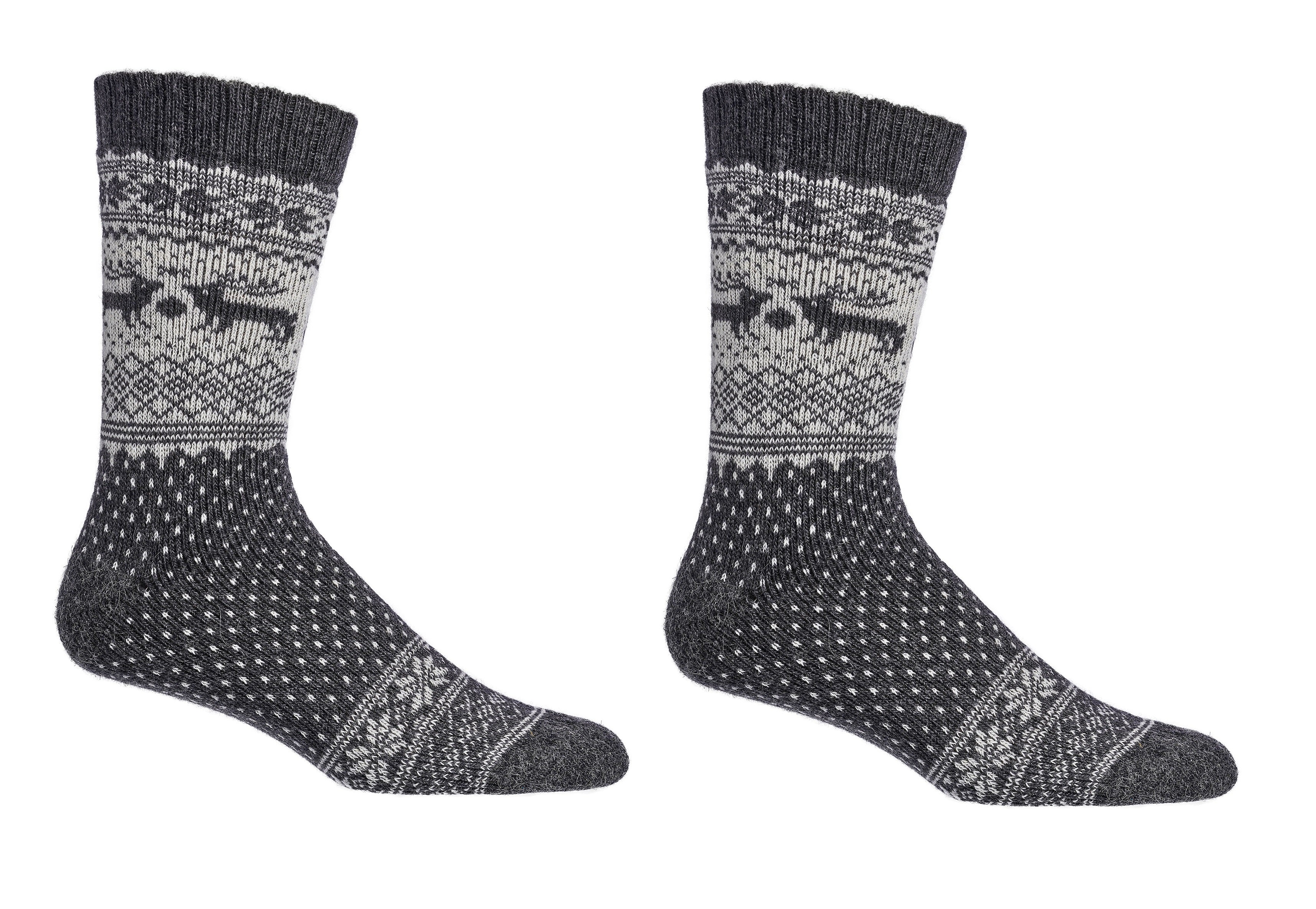 2X Norwegian Wool Socks for Men and women, Winter Thermal Knitted