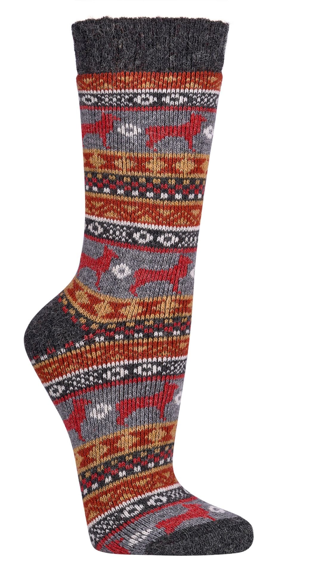 2 Pairs of Merino & Alpaca Wool Peruvian Pattern, Norwegian Wool Socks for Men and women