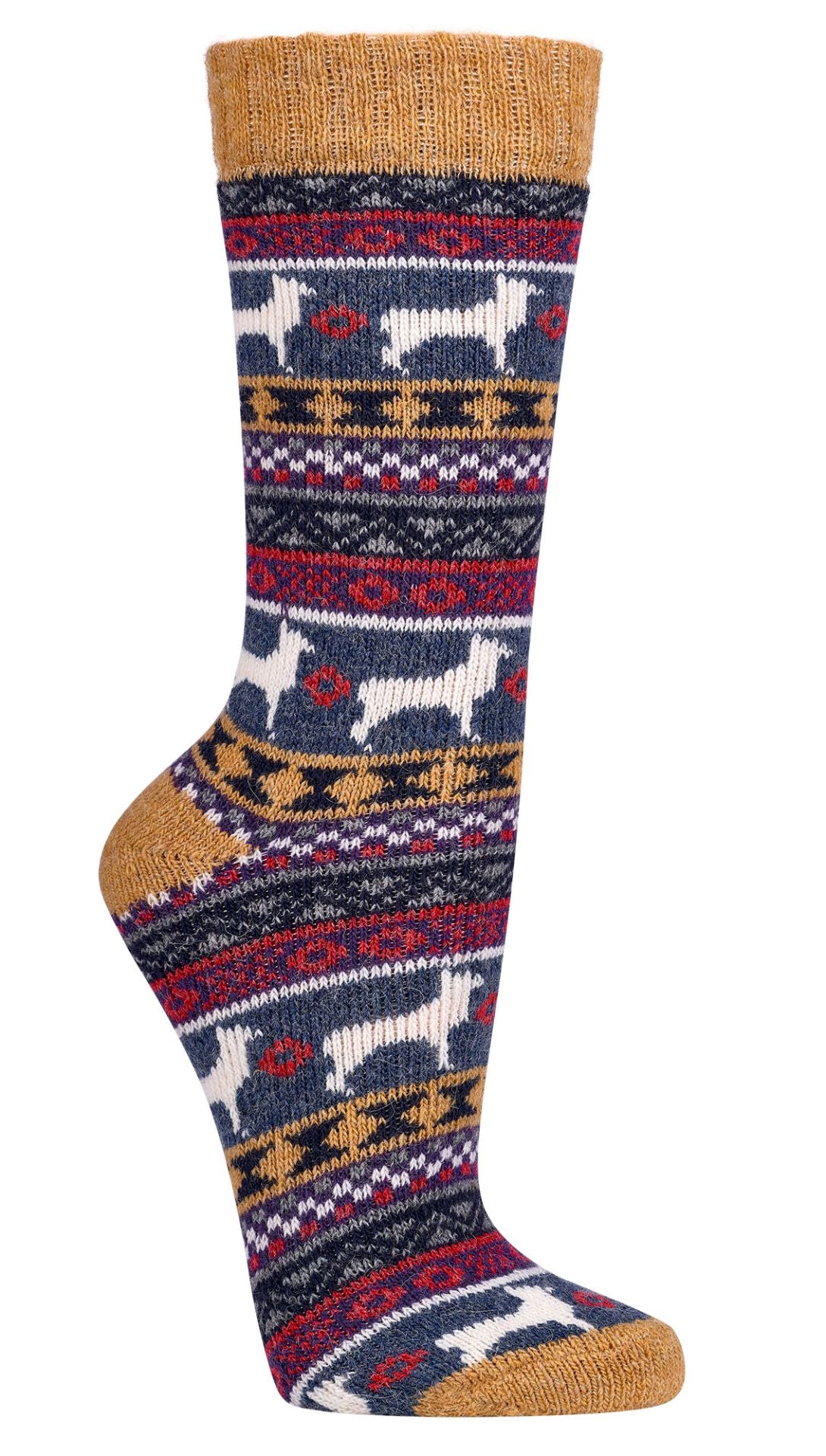 2 Pairs of Merino & Alpaca Wool Peruvian Pattern, Norwegian Wool Socks for Men and women