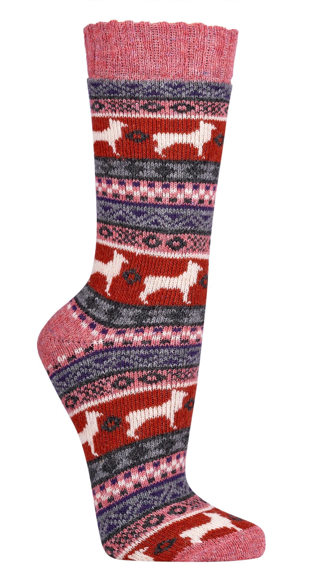 2 Pairs of Merino & Alpaca Wool Peruvian Pattern, Norwegian Wool Socks for Men and women