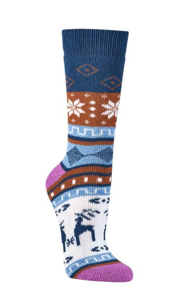 Two Pairs Norwegian Cotton Socks for Women, Winter Thermal Knitted,  Nordic Crew Soft & Warm, Comfortable Hygge