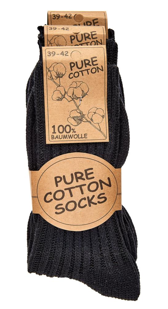 3 pairs of 100% PURE COTTON Winter Socks, Men & Women, Super Soft, Breathable, Premium, Hand Linked Seamless toe