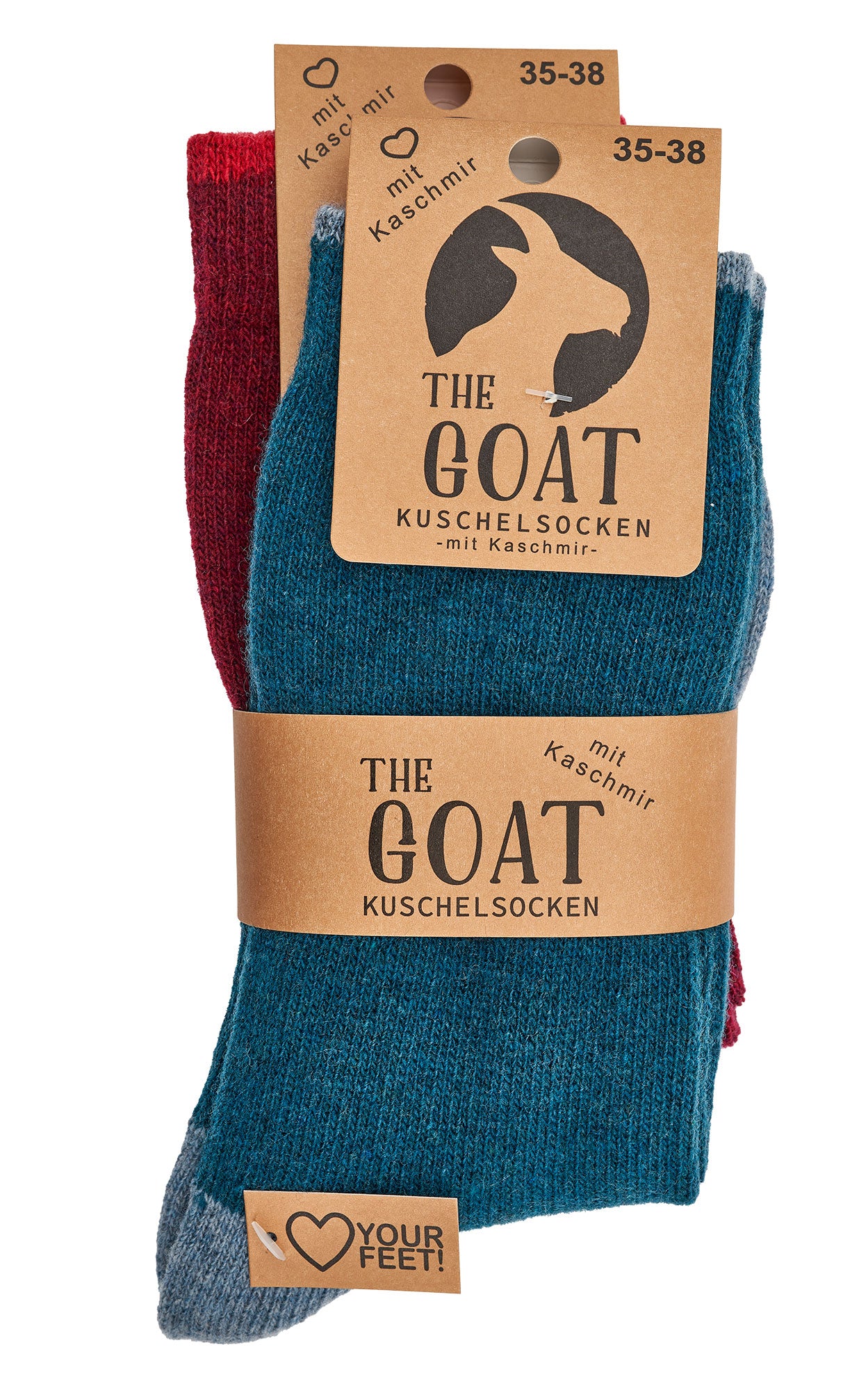 2 Pair Luxury Cashmere Wool Socks - Plush Winter Socks for Women and Men - Ultra Soft & Warm from Cashmere Goat Undercoat - Heirloom Quality