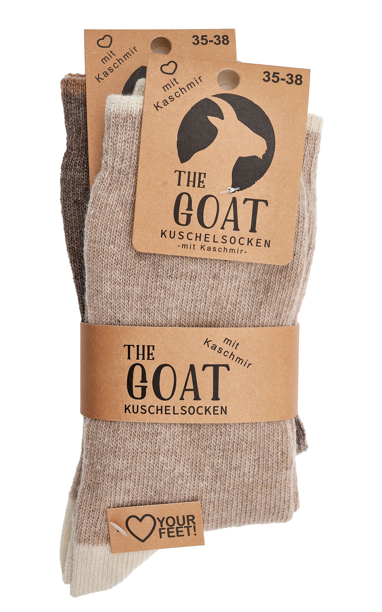 2 Pair Luxury Cashmere Wool Socks - Plush Winter Socks for Women and Men - Ultra Soft & Warm from Cashmere Goat Undercoat - Heirloom Quality