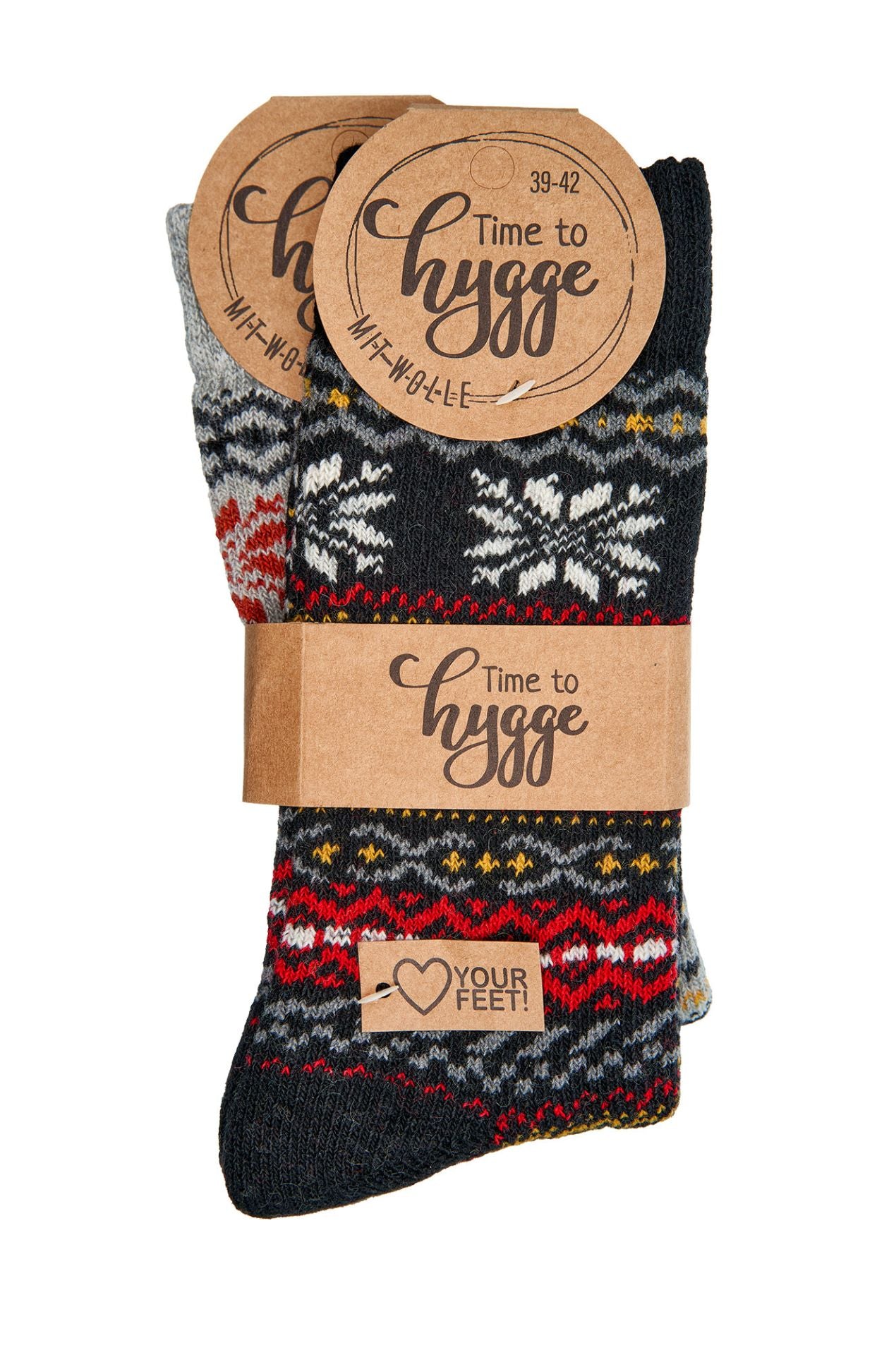 2 Pairs Norwegian Wool Socks for Men & Women, Winter Thermal Knitted