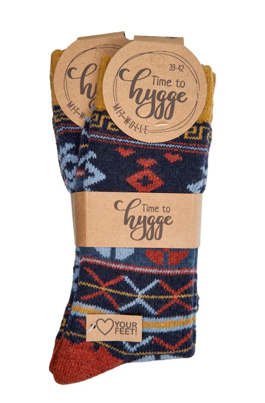 2 Pairs Norwegian Wool Socks for Men and women, Winter Thermal, Vintage Nordic Crew Soft & Warm