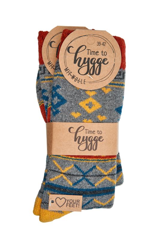 2 Pairs Norwegian Wool Socks for Men and women, Winter Thermal, Vintage Nordic Crew Soft & Warm