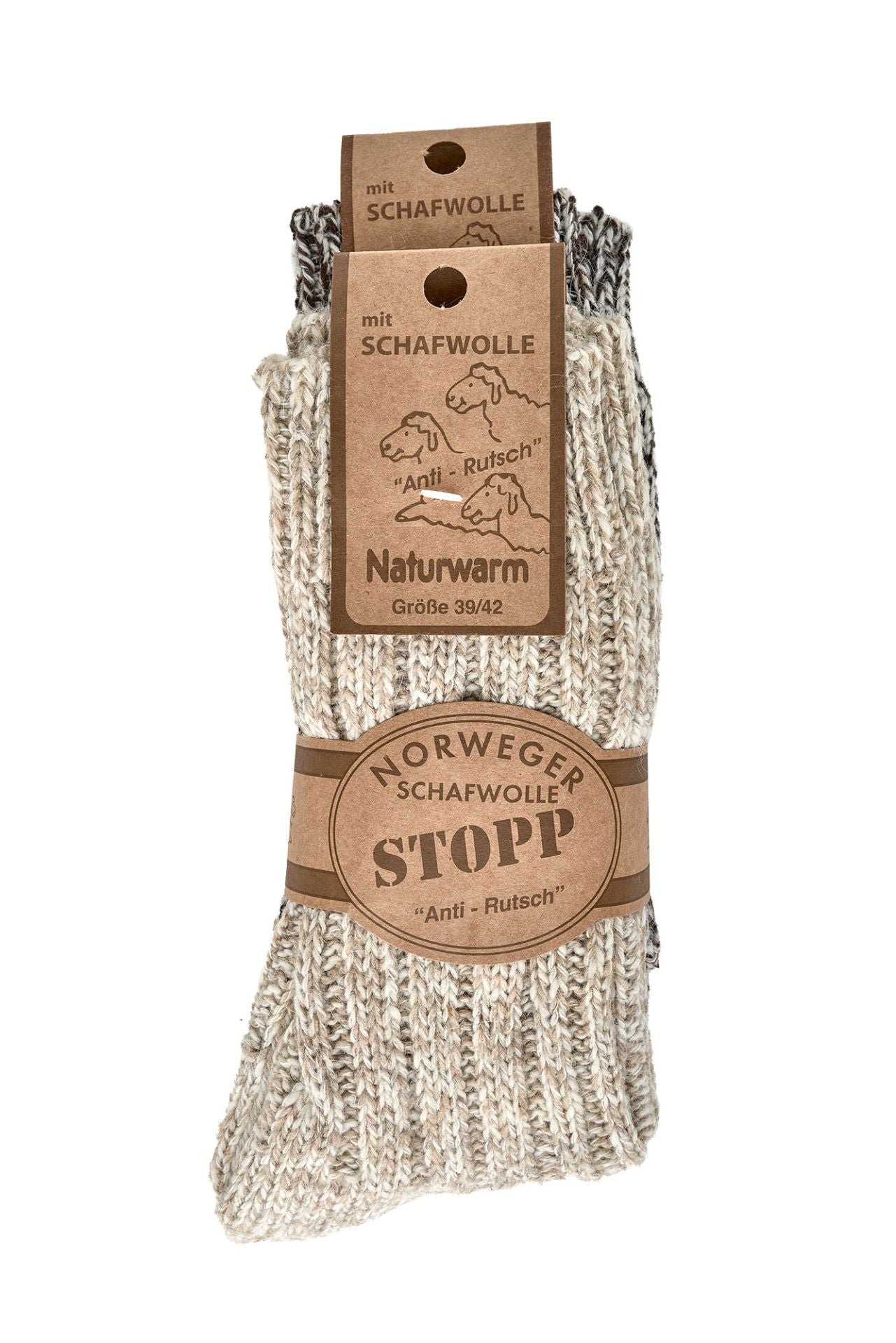 Anti-Slip Norwegian Home socks , Natural Merino Wool, Lambs wool and cotton Socks, Heavy wool