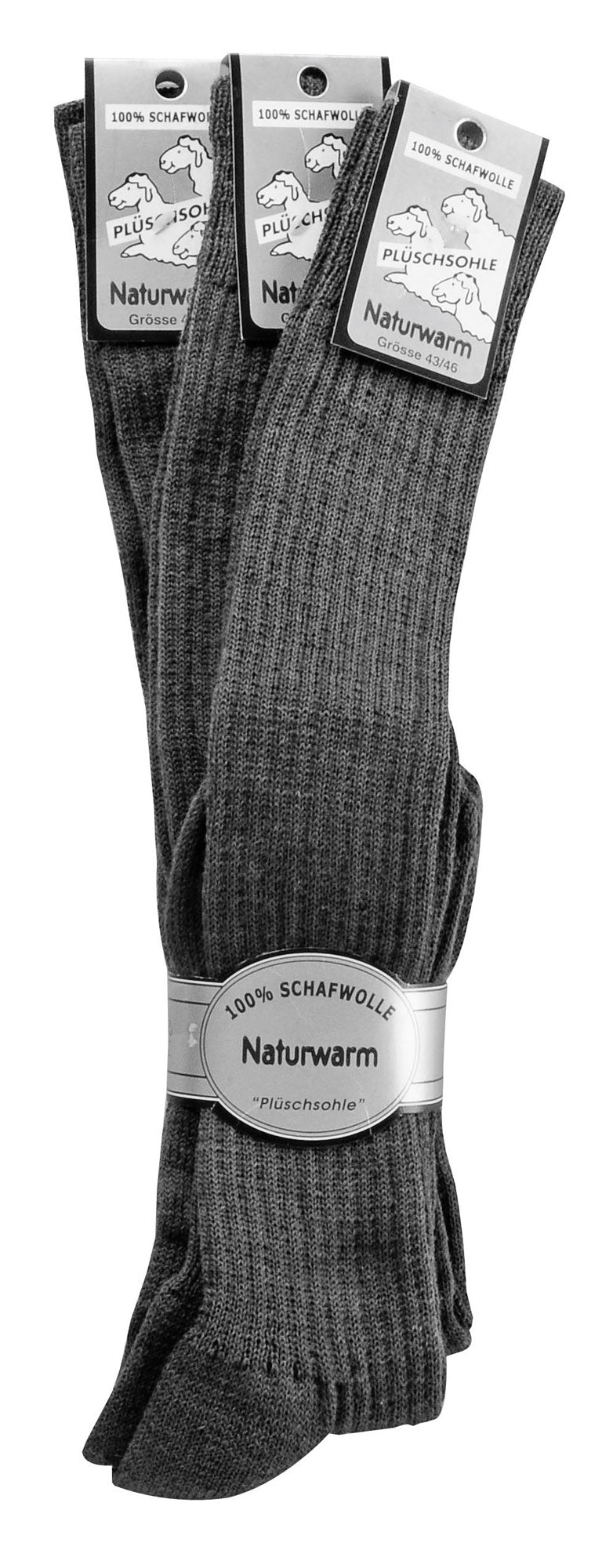 Knee High Wool Socks - 100% Sheep Wool, Full Plush & Ribbed - Ultra Warm Winter Wear, Bundle of 3 Cosy Socks for Men and Women - Charcoal