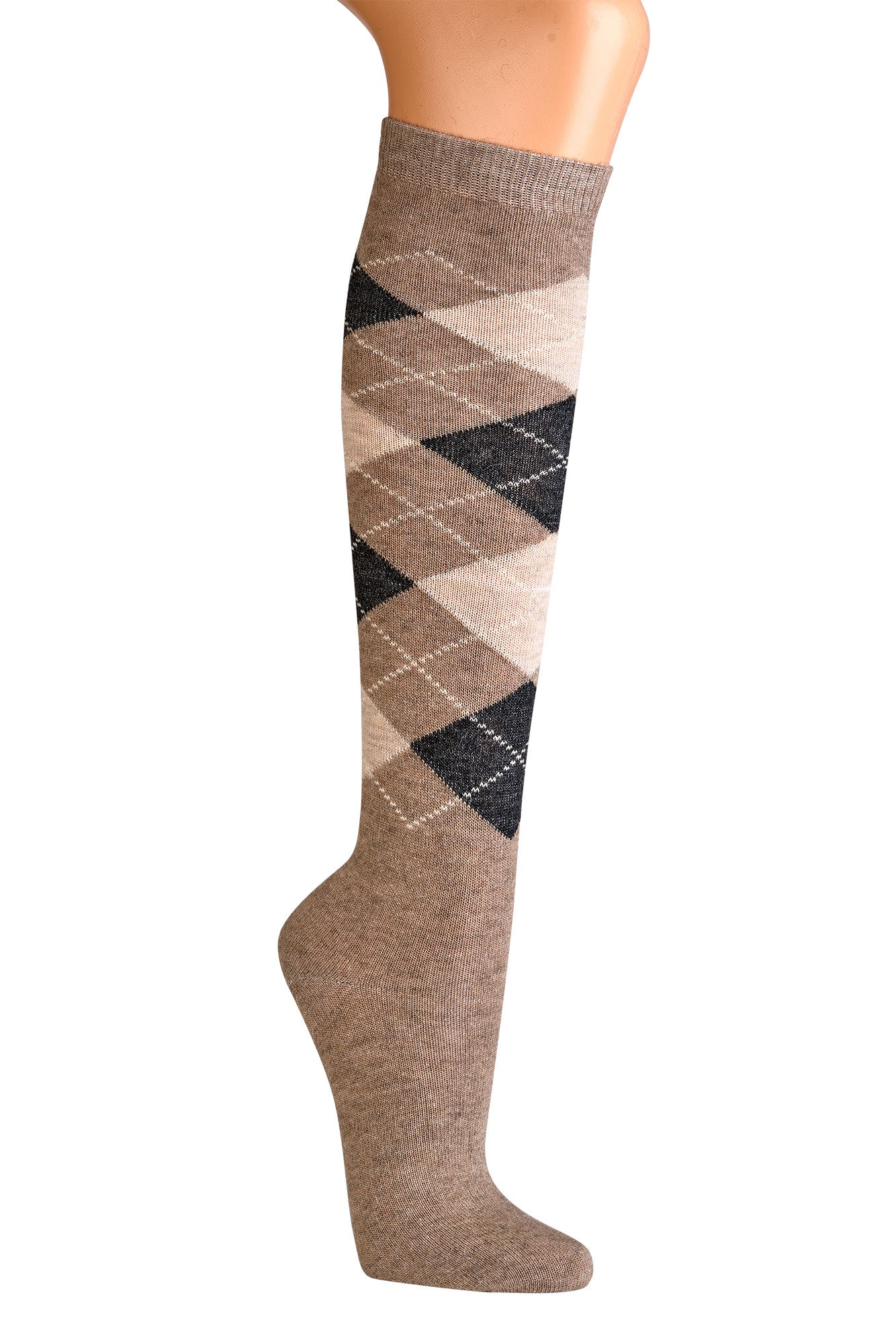3pair Luxury Alpaca Knee High Socks | Extra Fine Warm Winter Socks | Argyle Pattern | Seamless Hand-Linked Toe | Ultra Soft With Alpaca Wool