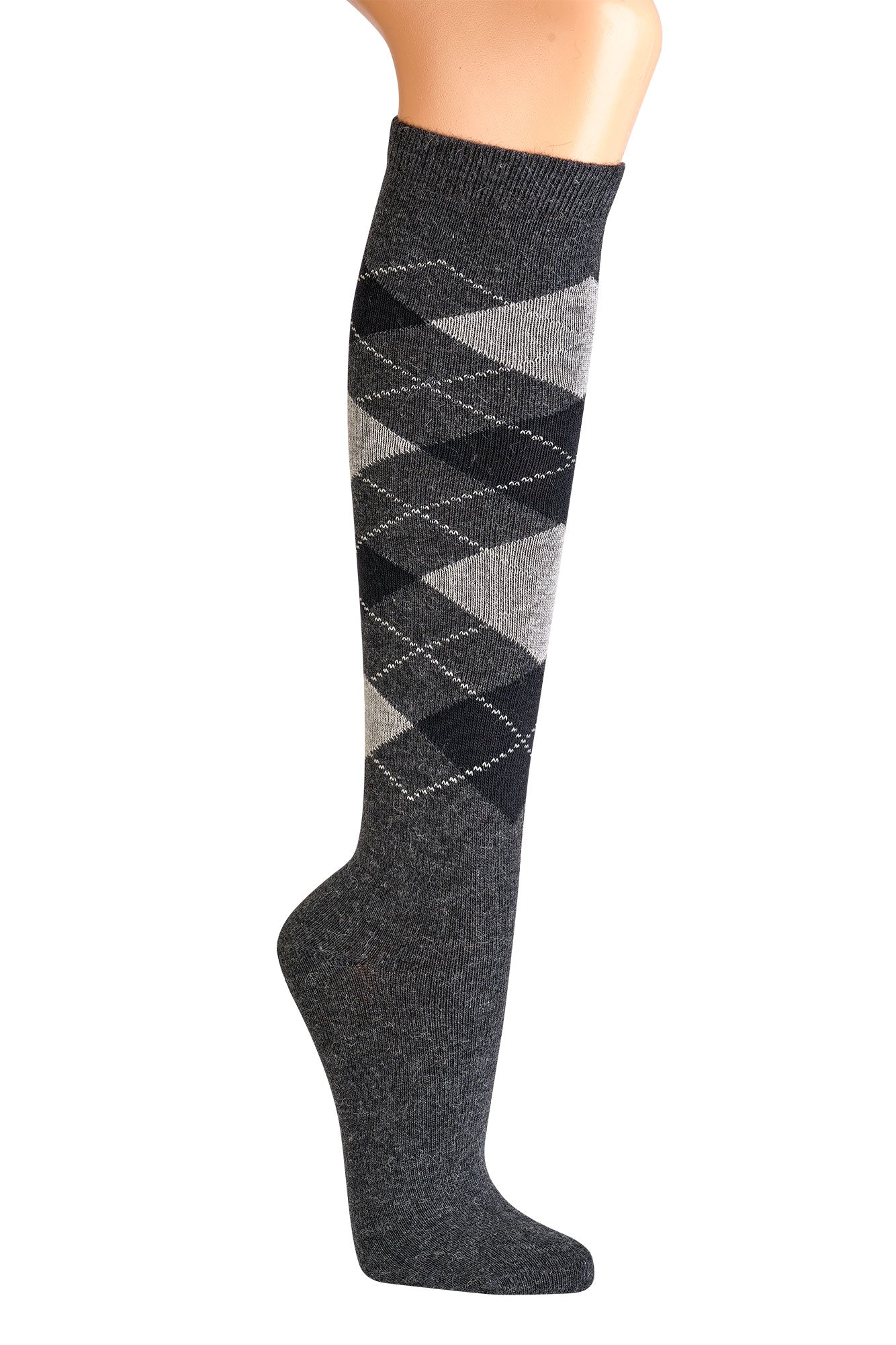 3pair Luxury Alpaca Knee High Socks | Extra Fine Warm Winter Socks | Argyle Pattern | Seamless Hand-Linked Toe | Ultra Soft With Alpaca Wool