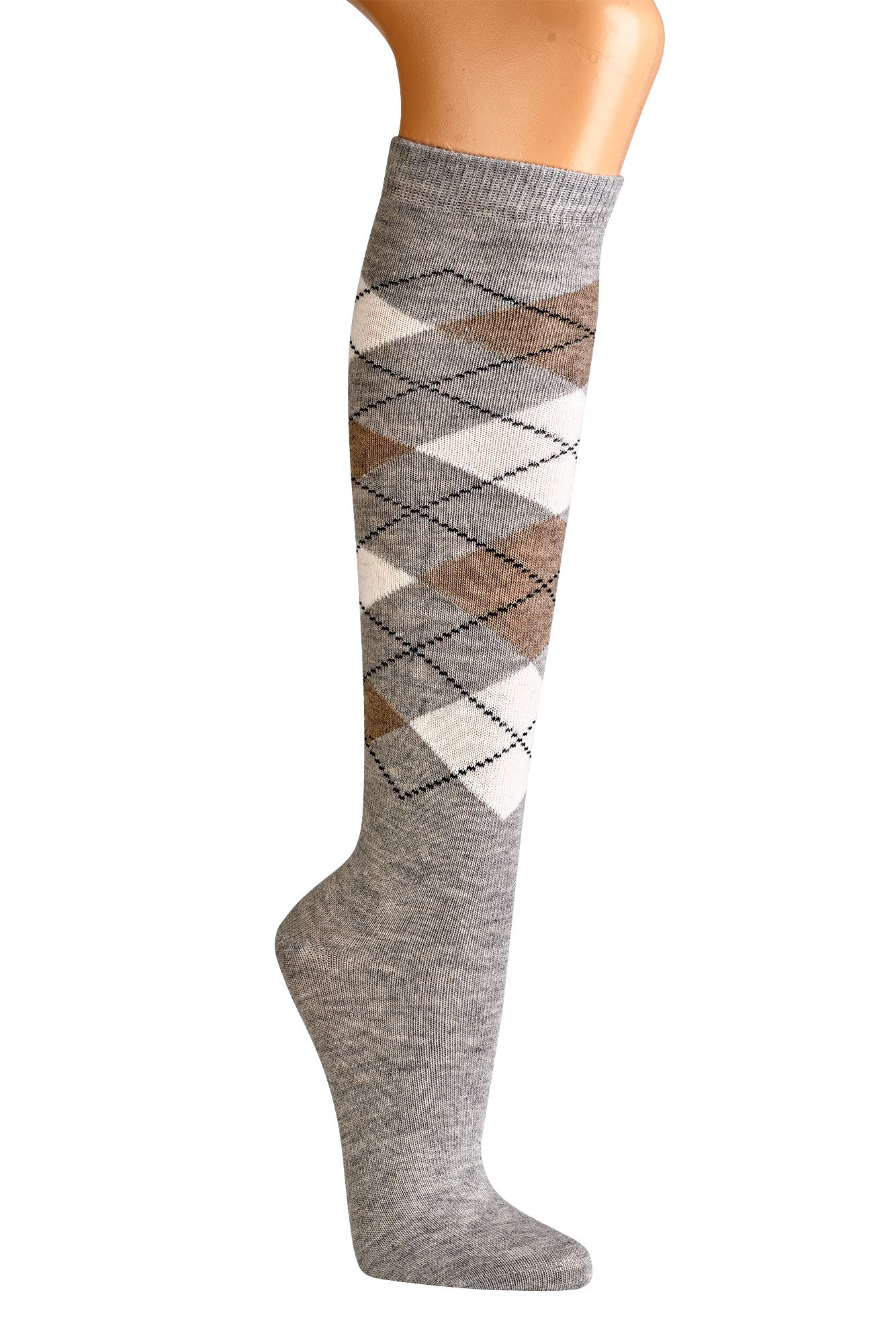 3pair Luxury Alpaca Knee High Socks | Extra Fine Warm Winter Socks | Argyle Pattern | Seamless Hand-Linked Toe | Ultra Soft With Alpaca Wool