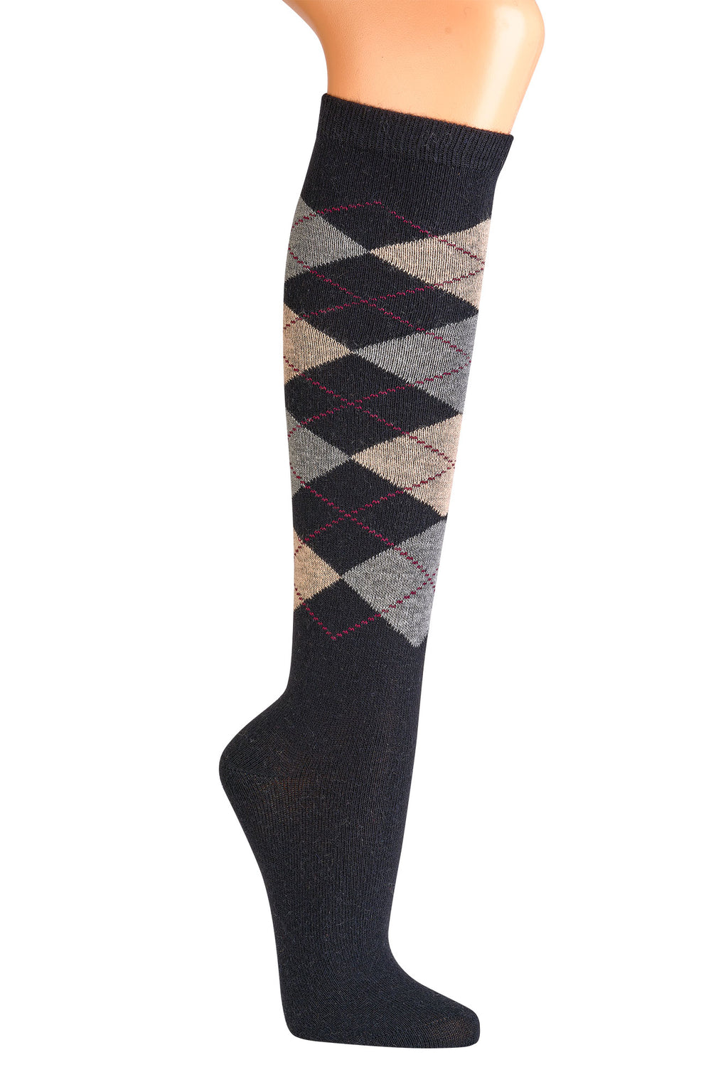 3pair Luxury Alpaca Knee High Socks | Extra Fine Warm Winter Socks | Argyle Pattern | Seamless Hand-Linked Toe | Ultra Soft With Alpaca Wool